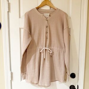 Grey State waffle knit drawstring tunic dress